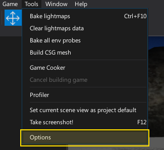 Open Editor Options