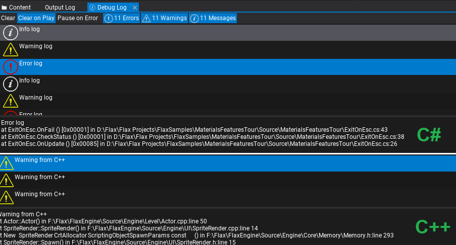 Debug Log Flax Documentation