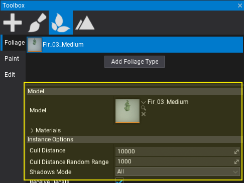 Edit Foliage Type