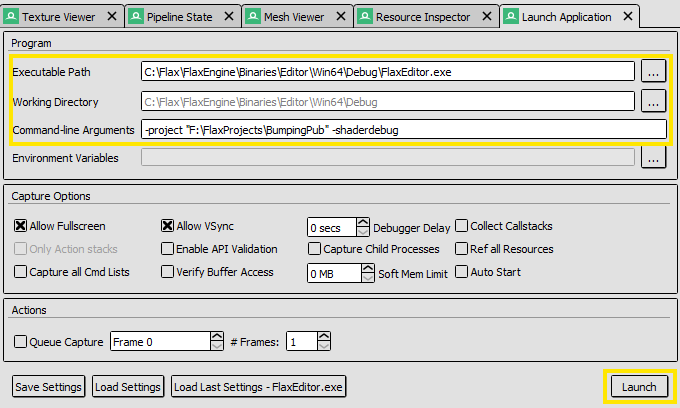RenderDoc with Flax Engine