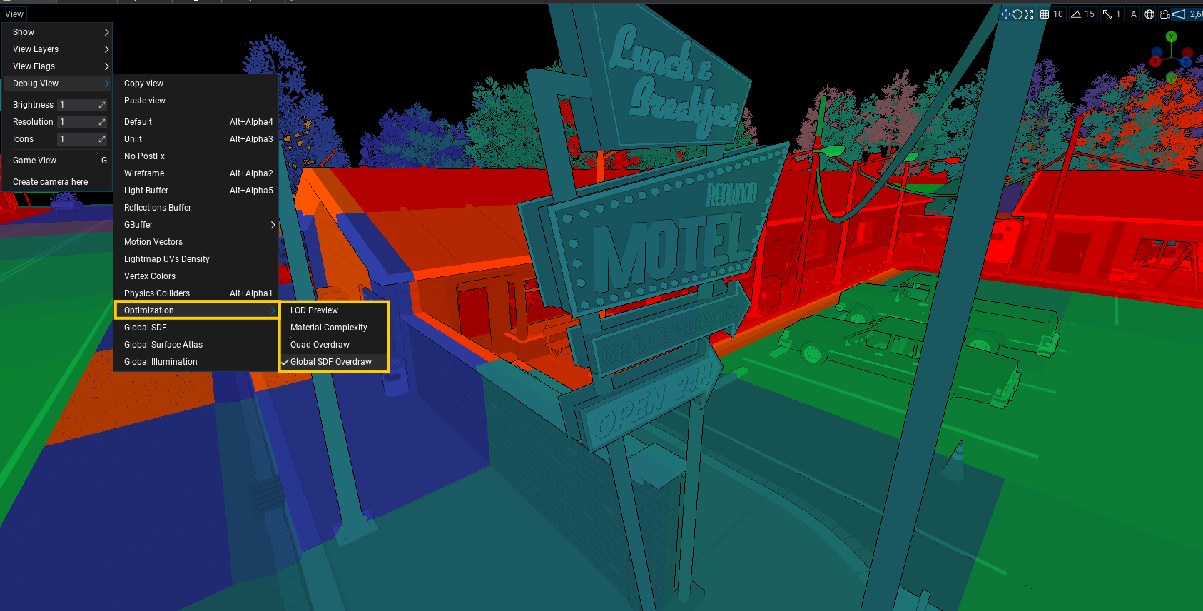 Global SDF Overdraw Debug View Mode