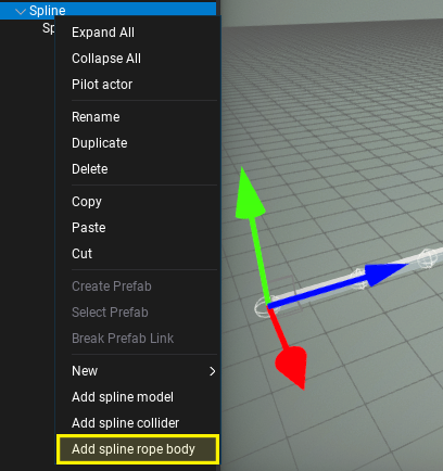 Add Spline Rope Body