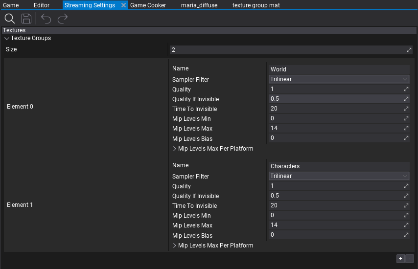 Texture Group Options