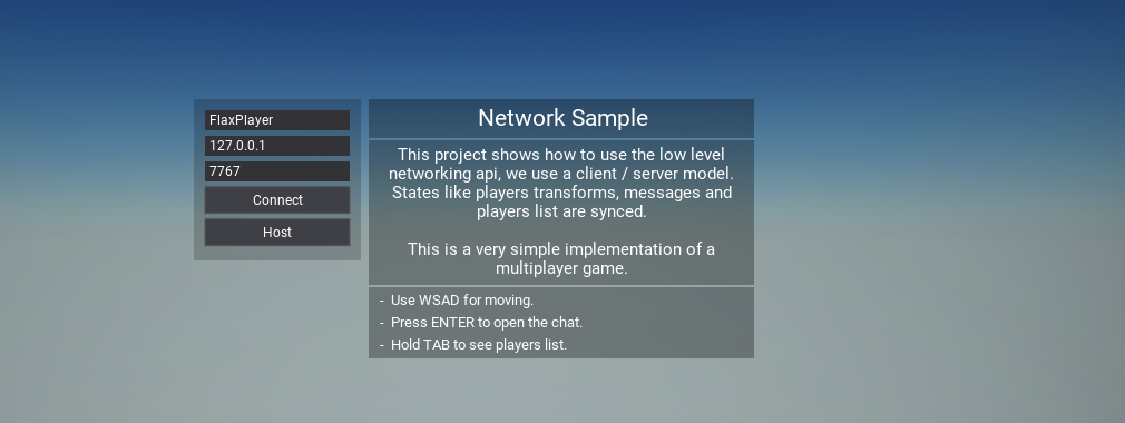Network Sample Main Menu
