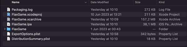 XCode Output Build Files
