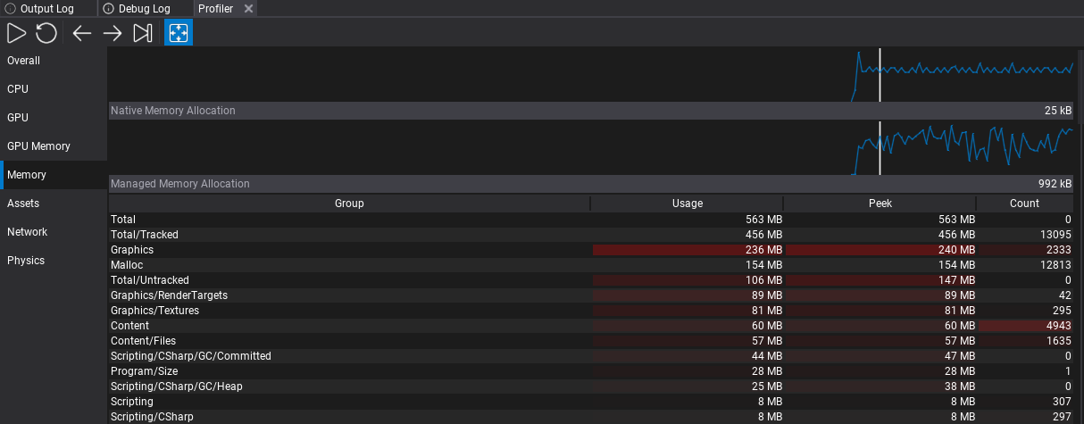 New Memory Profiler in Editor