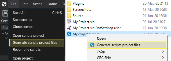 Generate Scripts Project Files