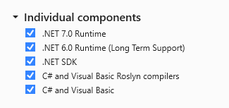 Visual Studio Components for C#