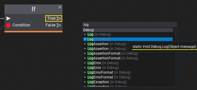 Add Log Message Node Visual Script