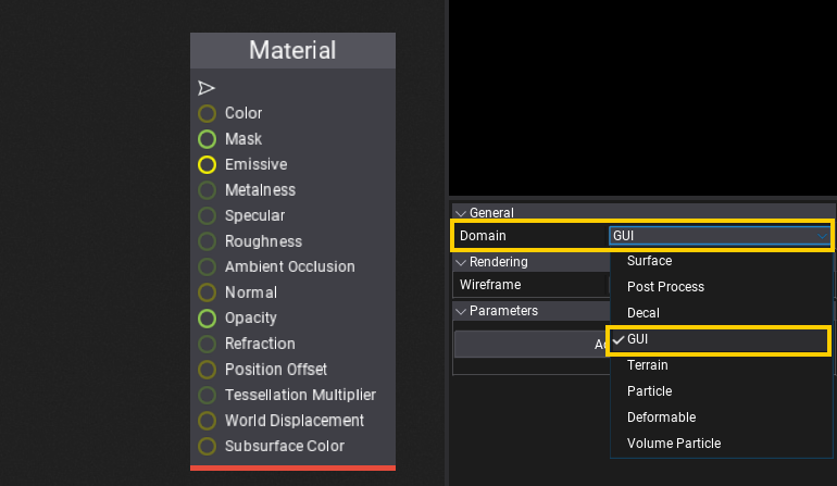 Material Domain to GUI